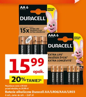 Baterie alkaliczne Duracell AA/LR06/AAA/LR03 promocja w Auchan
