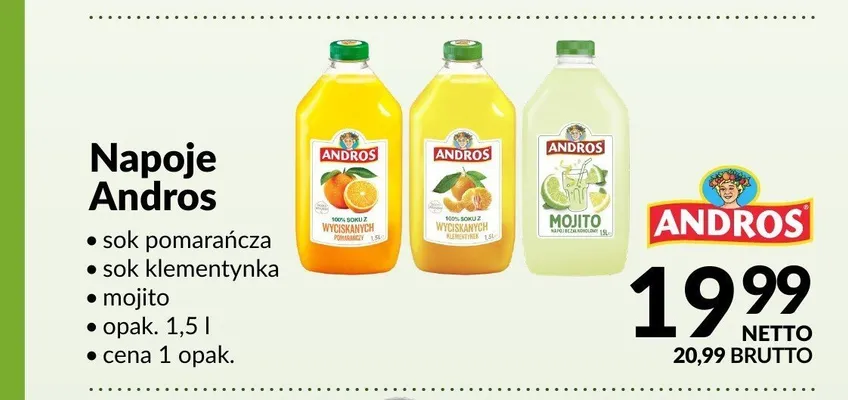 Sok klementynkowy Andros promocja w Makro