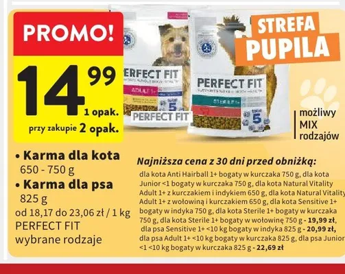 Karma dla kota, Karma dla psa Perfect Fit promocja w Intermarche
