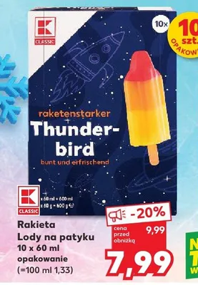 Lody na patyku Thunderbird promocja w Kaufland