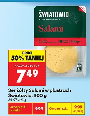 Ser żółty Salami w plastrach Światowid promocja w Biedronka