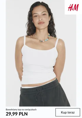 Bawełniany top na ramiączkach H&M promocja w H&M