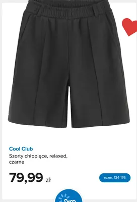 Szorty chłopięce Cool Club relaxed czarne promocja w Smyk