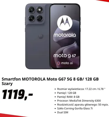 Smartfon Motorola Moto G67 5 g 8GB/128GB Szary promocja w Media Markt