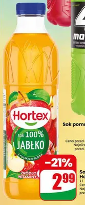 Sok 100% jabłko Hortex promocja w Dino
