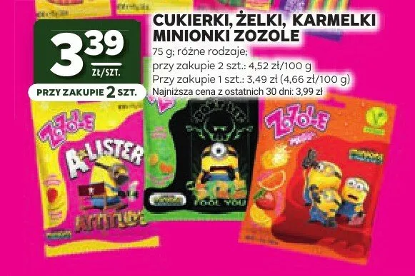 Cukierki żelki karmelki Minionki Zozole promocja w Stokrotka