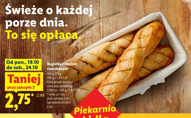 Bagietka z masłem czosnkowym promocja w Lidl