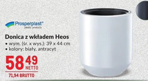 Donica z wkładem Heos wym. (śr. x wys.): 39 x 44 cm kolory: biały, antracyt promocja w Makro
