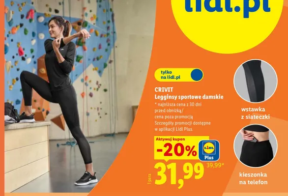 Legginsy sportowe damskie Crivit promocja w Lidl
