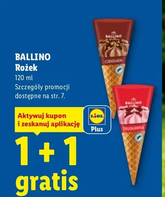 Lody rożek truskawkowy Ballino promocja w Lidl