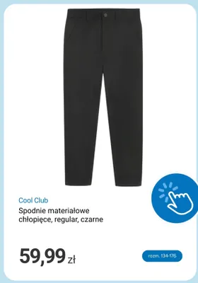Spodnie materiałowe chłopięce Cool Club regular czarne promocja w Smyk