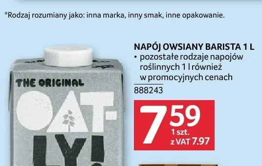 Napój owsiany barista The Original Oatly 1L promocja w Selgros