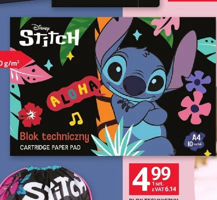 Blok techniczny Disney Stitch A4 10 kartek promocja w Selgros