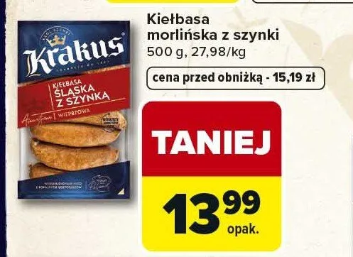 Kiełbasa morlińska z szynki promocja w Carrefour