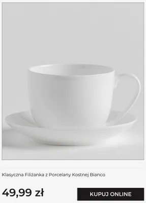 Klasyczna filiżanka z porcelany kostnej Bianco promocja w home&you