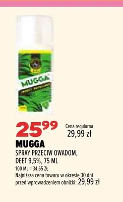 Spray przeciw owadom Mugga DEET 9,5% promocja w Drogerie Natura
