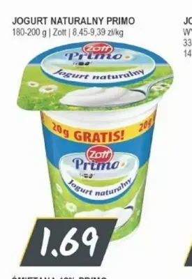 Jogurt naturalny Primo Zott promocja w Słoneczko