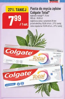Pasta do mycia zębów Colgate Total Whitening promocja w POLOmarket