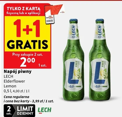 Napój piwny Lech Elderflower Lemon promocja w Intermarche