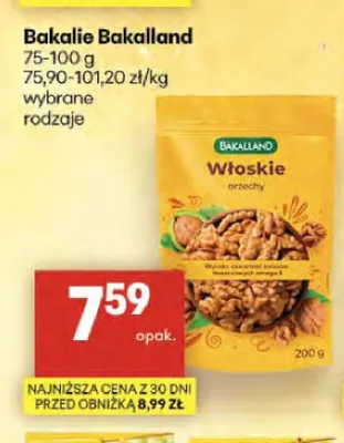 Bakalie Bakalland orzechy włoskie promocja w Delikatesy Centrum