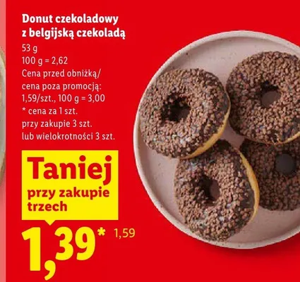 Donut czekoladowy z belgijską czekoladą promocja w Lidl