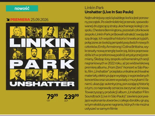 Linkin Park Unshatter (Live In Sao Paulo) CD promocja w Empik