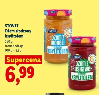 Dżem słodzony ksylitolem Stovit z truskawek promocja w Lidl