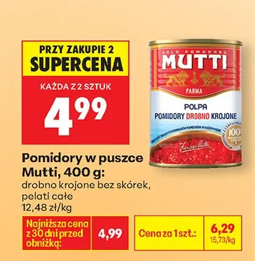Pomidory w puszce drobno krojone bez skórek promocja w Biedronka