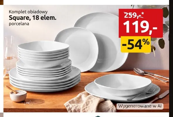 Komplet obiadowy Square 18 elem. promocja w Black Red White