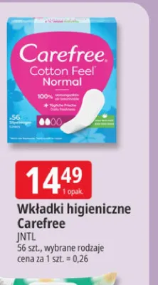 Wkładki higieniczne Carefree Cotton Feel Normal promocja w Leclerc