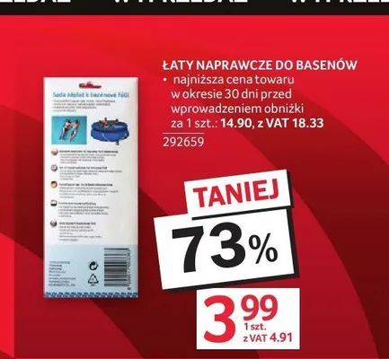 Łaty naprawcze do basenów promocja w Selgros