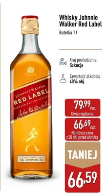 Whisky Johnnie Walker Red Label promocja w Aldi