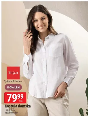 Koszula damska Tissaia 100% len roz. S-3XL mix kolorów promocja w Leclerc