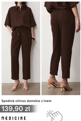 Spodnie chinos damskie z lnem Medicine promocja w Medicine