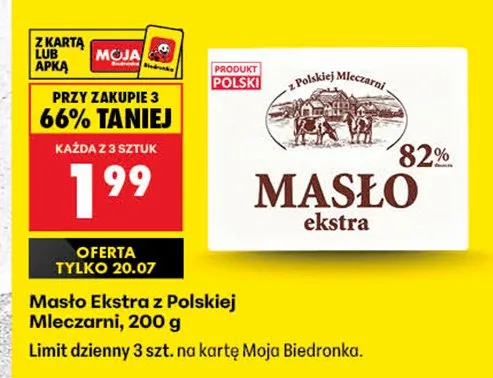 Masło Ekstra z Polskiej Mleczarni promocja w Biedronka