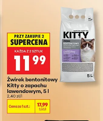 Żwirek bentonitowy Kitty o zapachu lawendowym promocja w Biedronka