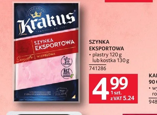 Szynka eksportowa Krakus promocja w Selgros