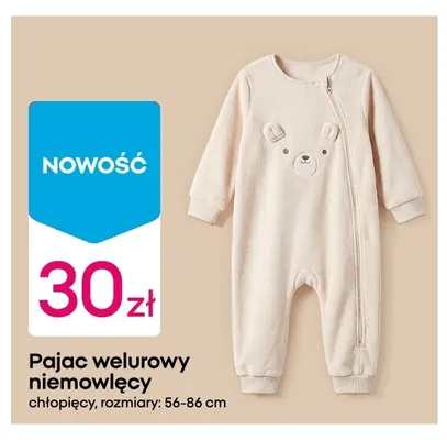 Pajac welurowy niemowlęcy chłopięcy promocja w Pepco