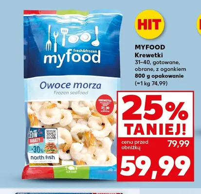 Krewetki gotowane obrane z ogonkiem Myfood promocja w Kaufland