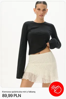 Spódniczka mini kremowa z falbaną Cropp promocja w Cropp