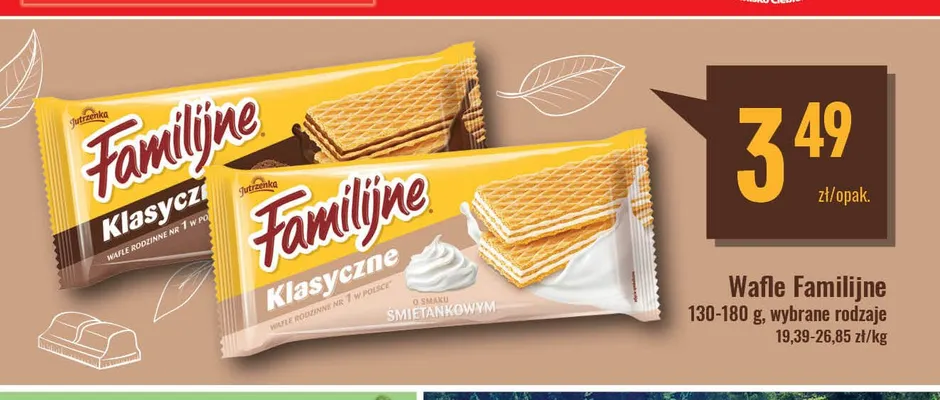Wafle Jutrzenka Familijne Klasyczne o smaku śmietankowym promocja w Premium Nasz Sklep