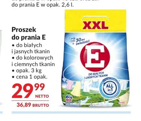 Proszek do prania E do białych i jasnych tkanin promocja w Makro
