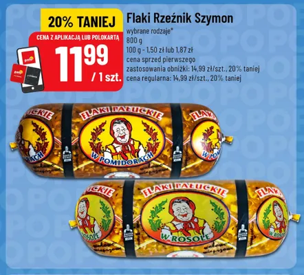 Flaki w pomidorach wołowo-wieprzowe Rzeźnik Szymon Pałuckie promocja w POLOmarket