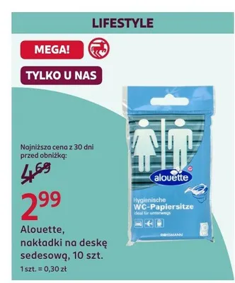 Wkładki Alouette na deskę sedesową, 10 szt. promocja w Rossmann