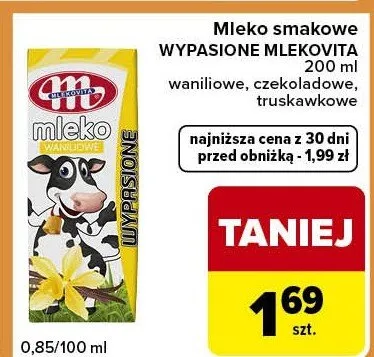 Mleko smakowe wypasione waniliowe, czekoladowe, truskawkowe promocja w Carrefour Express