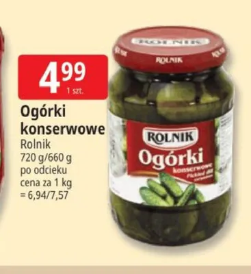 Ogórki konserwowe Rolnik promocja w Leclerc