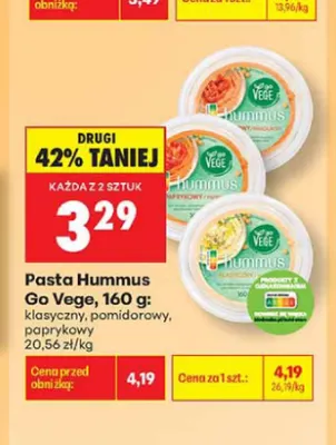 Pasta Hummus pomidorowy Go Vege promocja w Biedronka