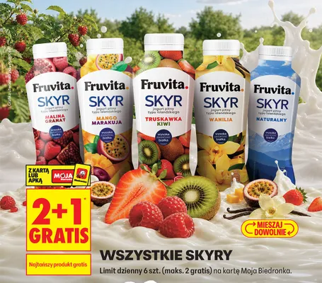 Jogurt pitny typu islandzkiego Skyr Fruvita truskawka kiwi promocja w Biedronka