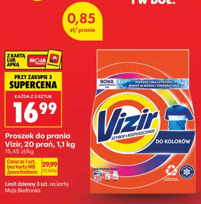 Proszek do prania Vizir do kolorów 20 prań promocja w Biedronka