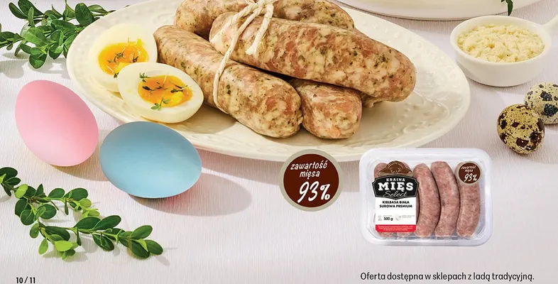Kiełbasa biała surowa premium 93% mięsa promocja w Biedronka